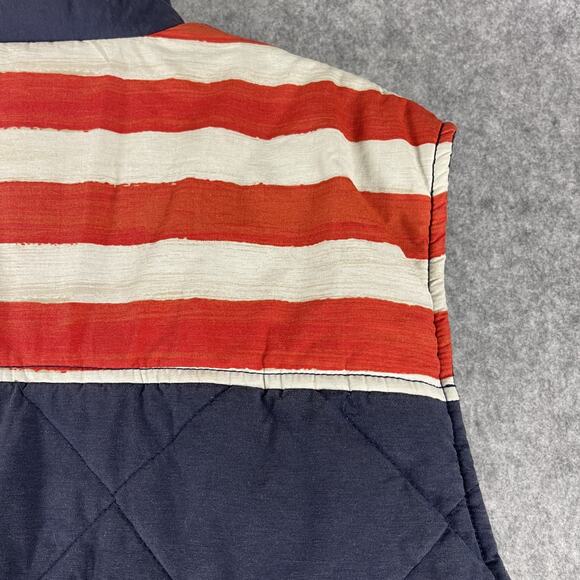 Chaps Ralph Lauren Quilted Vest Mens Large Blue US Flag Full Zip Faded Patriotic - Picture 12 of 12